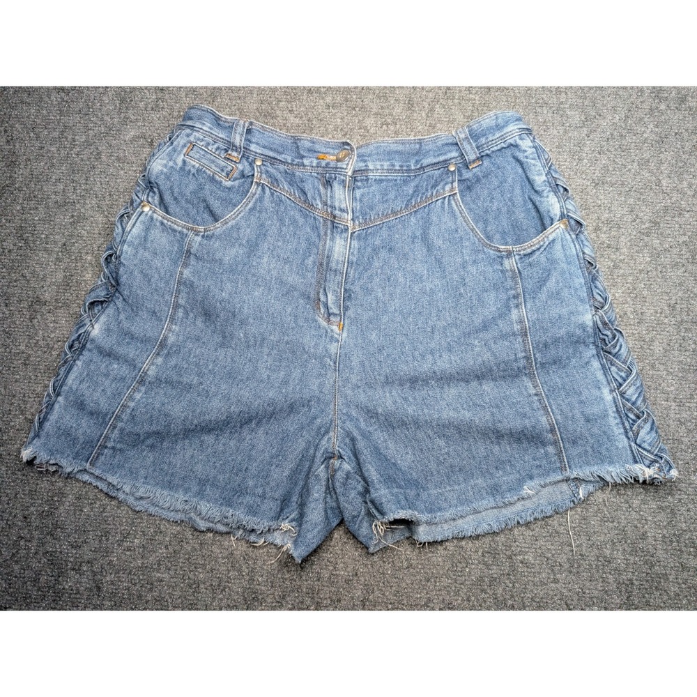 Vintage TOGETHER! Blue Demon‎ High Waisted Shorts Size 12 Petite Cotton Braided